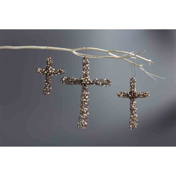 Small Pearl Wire Cross