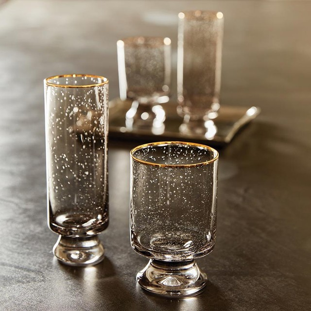 Gold Rimmed Glass - Grey - Champagne