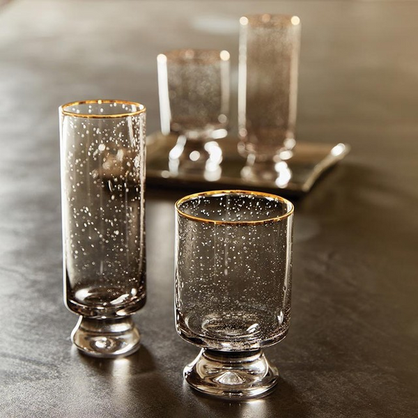 Gold Rimmed Glass - Grey - Champagne