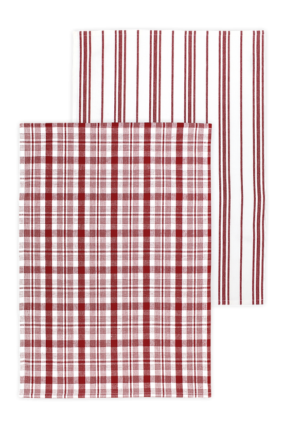 Farmhouse Towels Set of 2 Cabernet