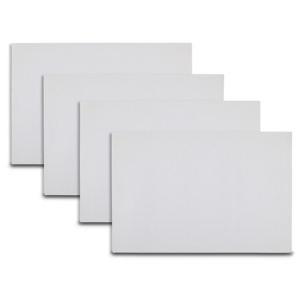 White Lucerna Vegan Leather Reversible 2 Pattern 12" x 18" Rectangular Placemat Set Of 4 (1)