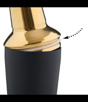 Cocktail Shaker Set Black + Gold 3 Piece
