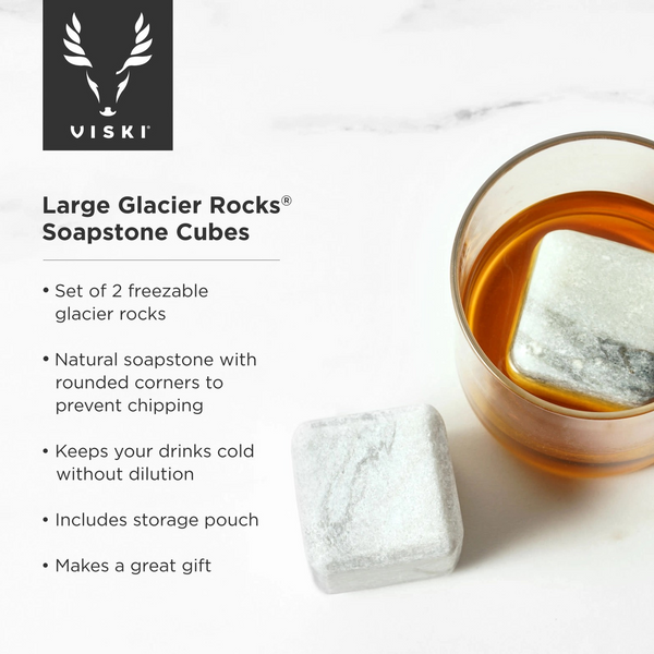 Glacier Rocks Large Soapstone Whiskey Cubes - Set of 2