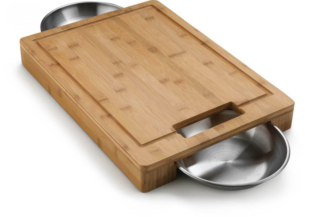 Cutting Board with Stainless Steel Bowls