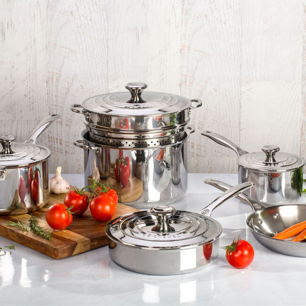 Le Creuset, Stainless Steel, Signature 10-piece Cookware Set