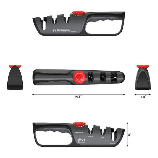 Professional Knife + Scissor Sharpener, 3-Stage Adjustable 14-24 Degree
