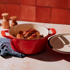 Enameled Cast Iron 5.5 Qt. Round  Dutch Oven- Made In Red