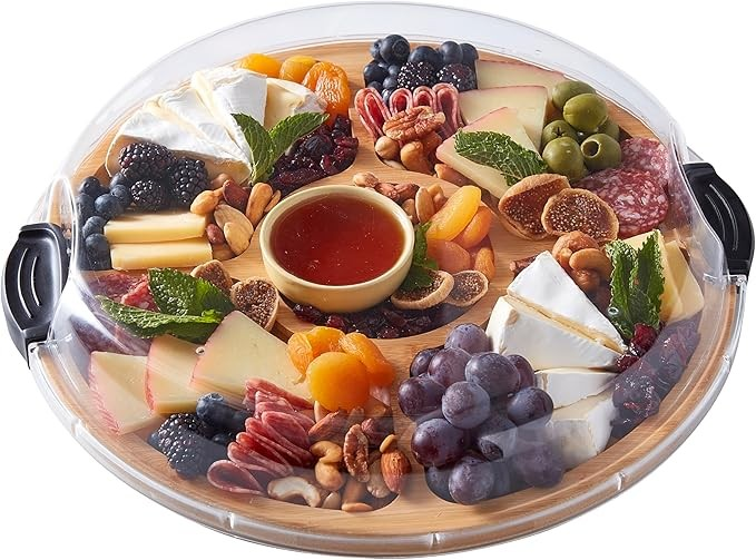 Build-a-Board 14" Round Bamboo Charcuterie Board with Lid