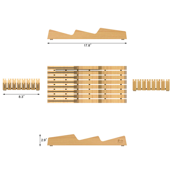 Bamboo In-Drawer 15-Slot Knife Organizer