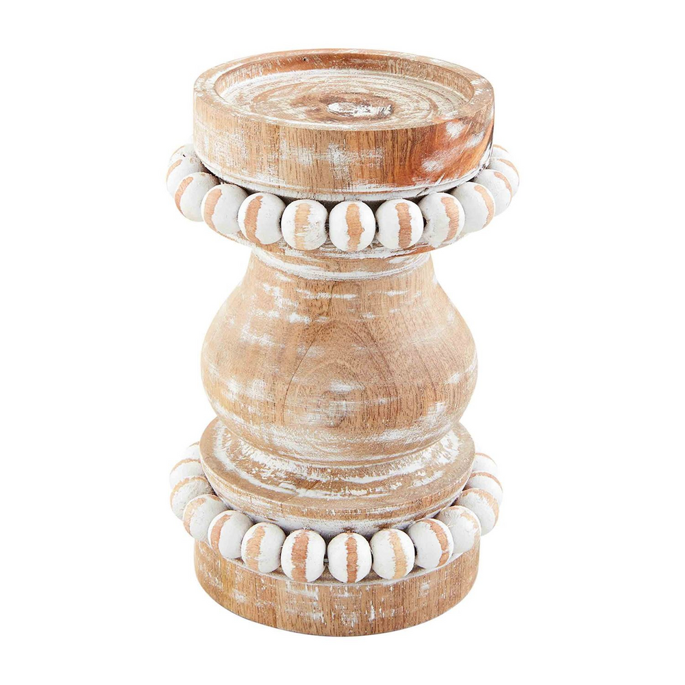 White Short Beaded Candlestick