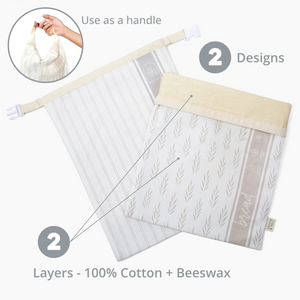 Reusable Beeswax Bread Bags For Homemade Bread - 2 Pack