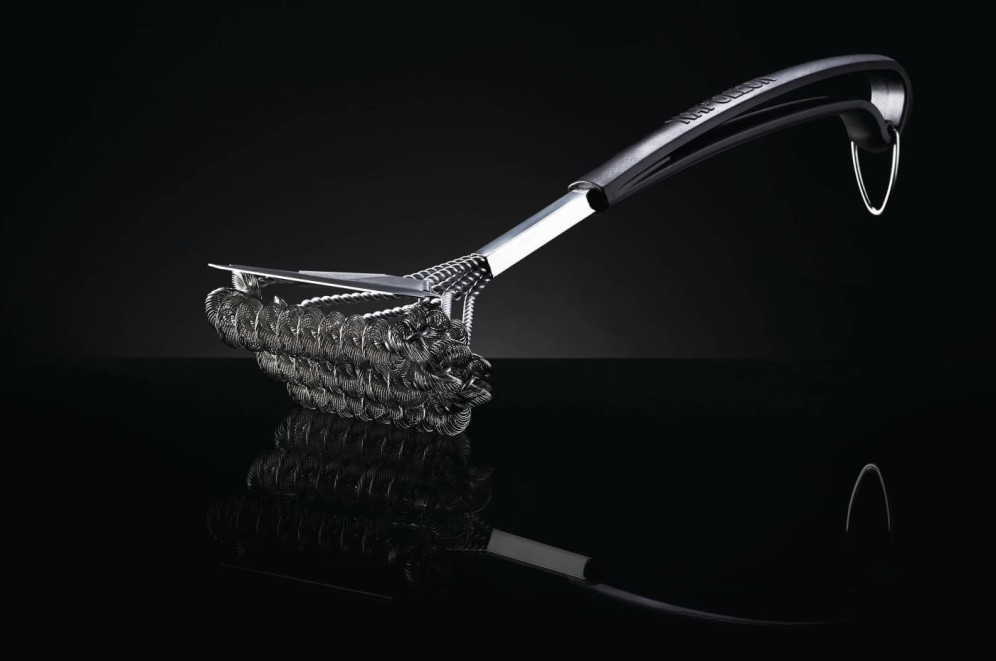 Bristle-Free Triple-Row Grill Brush w/ Rolled Stainless Steel