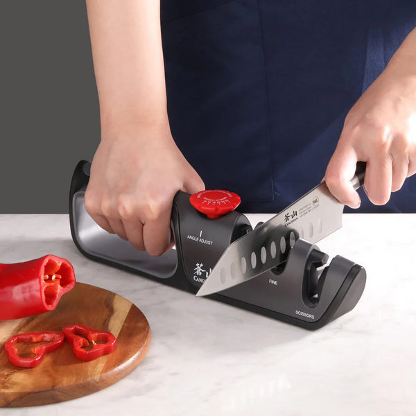 Professional Knife + Scissor Sharpener, 3-Stage Adjustable 14-24 Degree