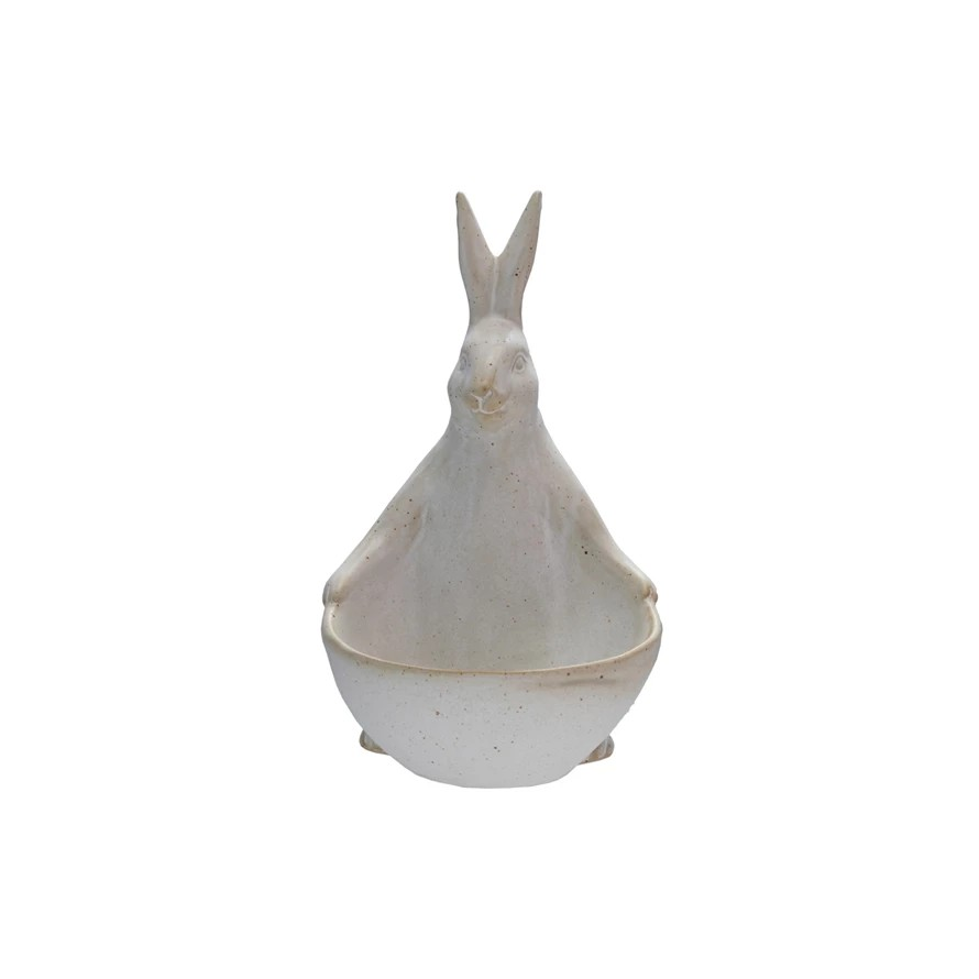 Stoneware Rabbit with Bowl