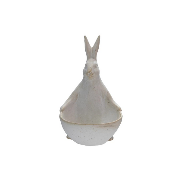 Stoneware Rabbit with Bowl
