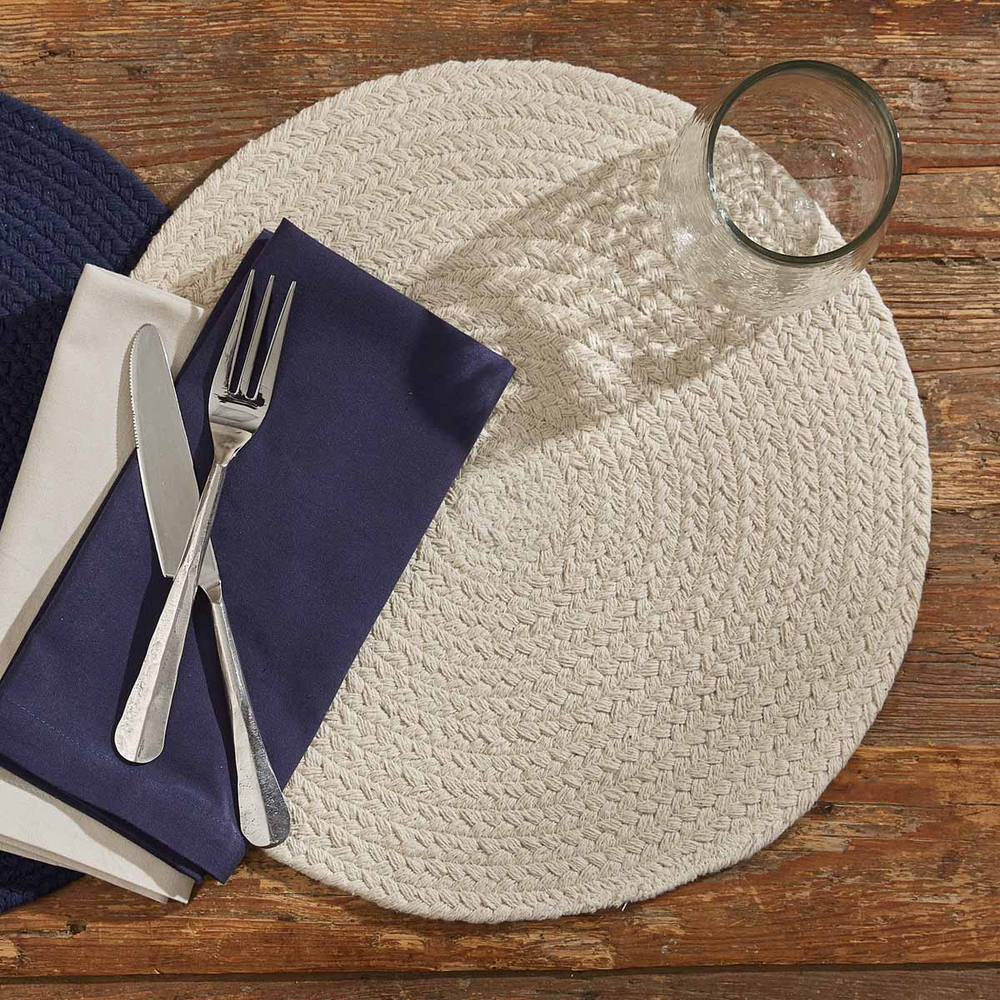 Essex Round Braided Placemat - Pebble