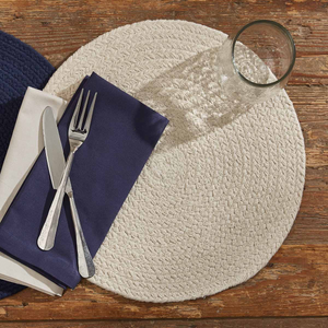 Essex Round Braided Placemat - Pebble