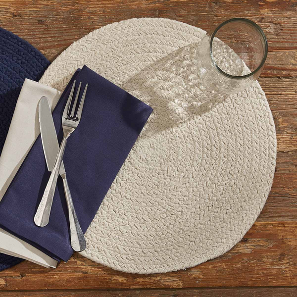 Essex Round Braided Placemat - Pebble