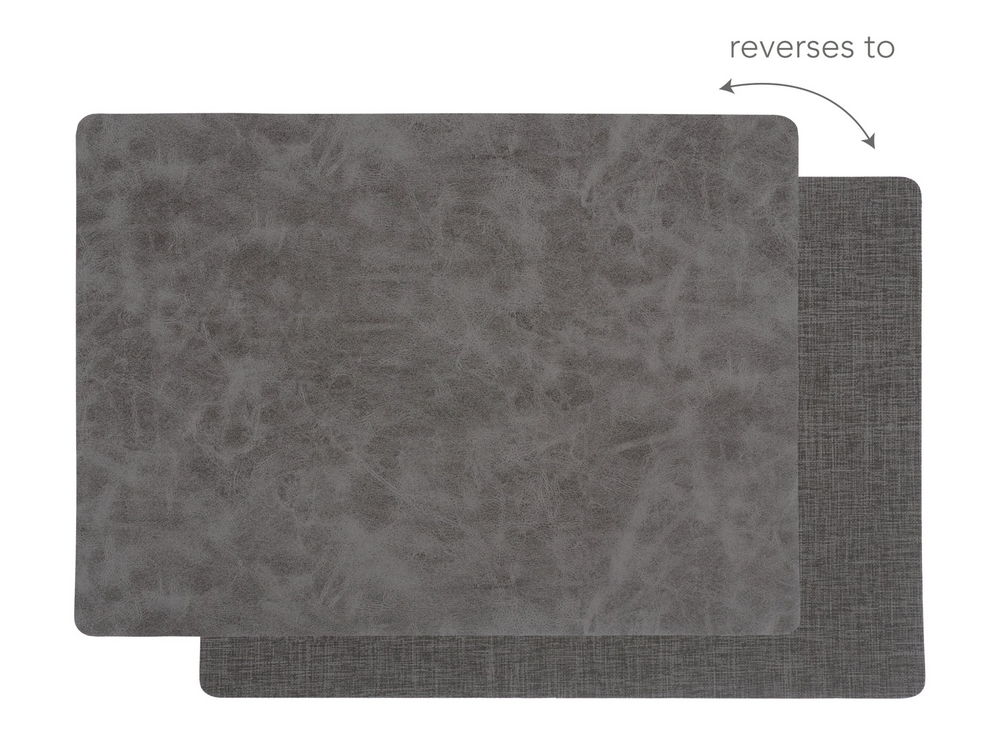 Gray KAF Home Santiago Faux Leather Placemat, 13" x 18"