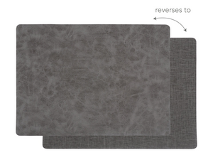 Gray KAF Home Santiago Faux Leather Placemat, 13" x 18"