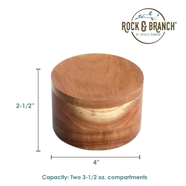 Acacia Duet Salt Box 4" x 2 1/2