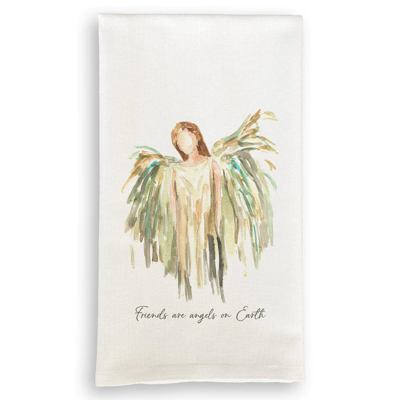 Tea Towel Gold Celestial Angel with Friends Quote