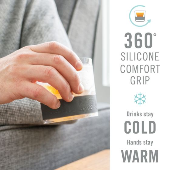 HOST Freeze Cooling Cups Set of 2 Glass with Silicone Band for Bourbon Whiskey Gifts for Men