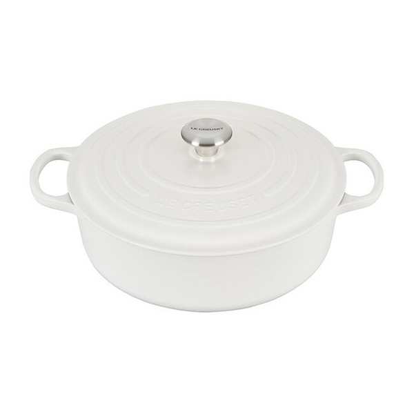 Le Creuset, White, 6.75qt., Signature Round Wide Oven