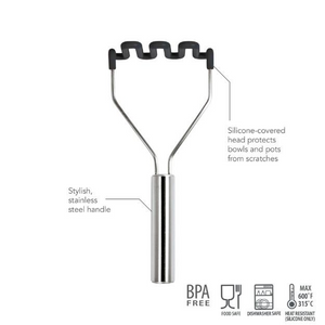 Silicone Potato Masher SS Handle Black