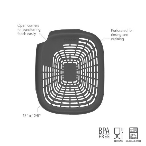 Prep N Rinse Flat Colander Charcoal