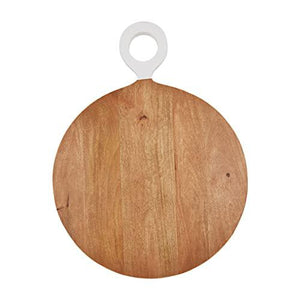 Mud Pie White/Wooden Loop Handle Board, Large