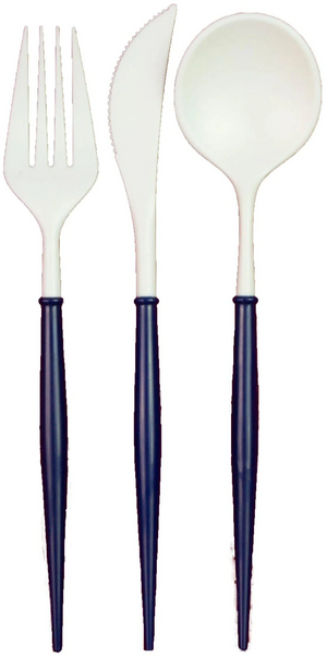 Navy Bella Assorted Plastic Cutlery/24pc, Service for 8