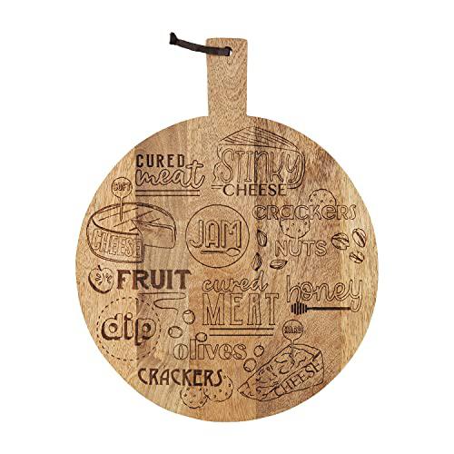 Mud Pie Wooden Charcuterie Lazy Susan, Brown