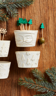 White Santa Tidbit Bowl Set