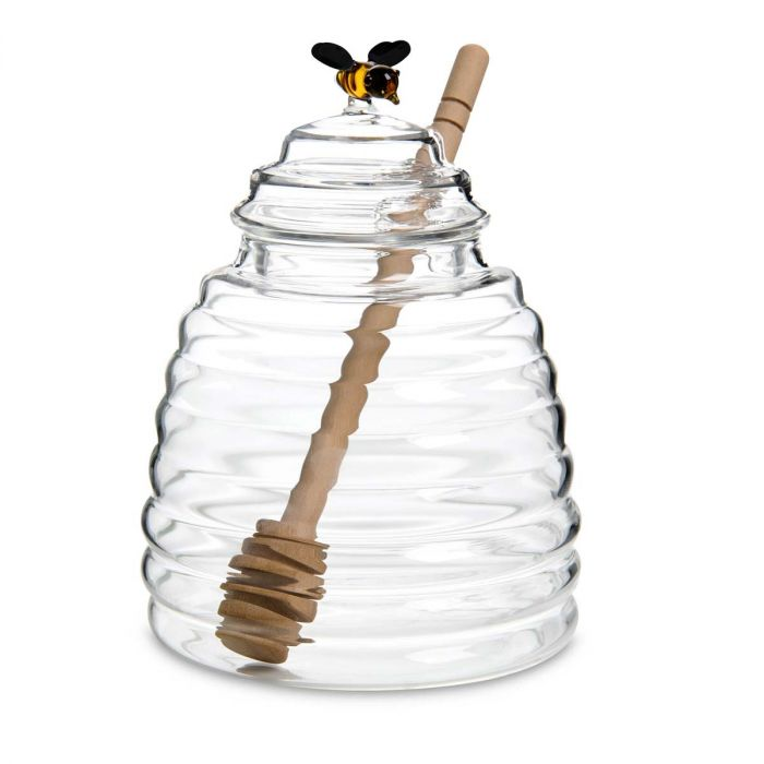Glass Honey Jar & Dipper Set