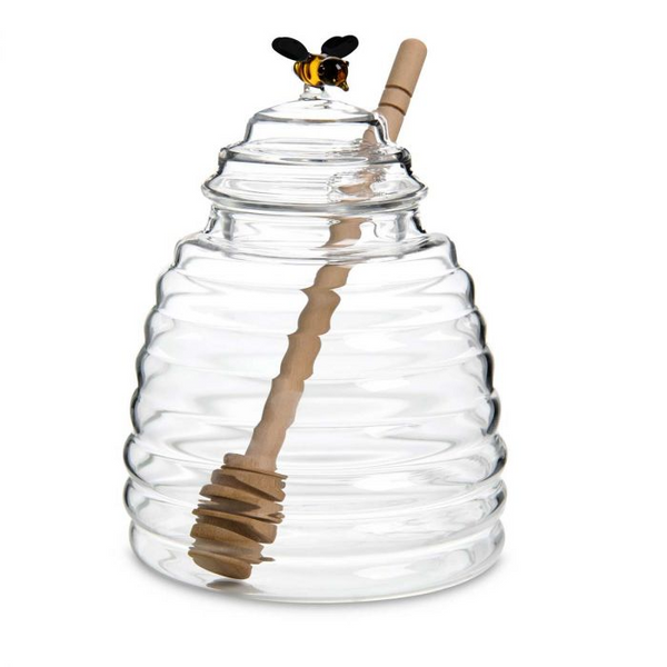 Glass Honey Jar & Dipper Set