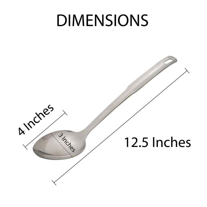 Kitchen Solid Serving Spoon, 12.5in, Stainless Steel