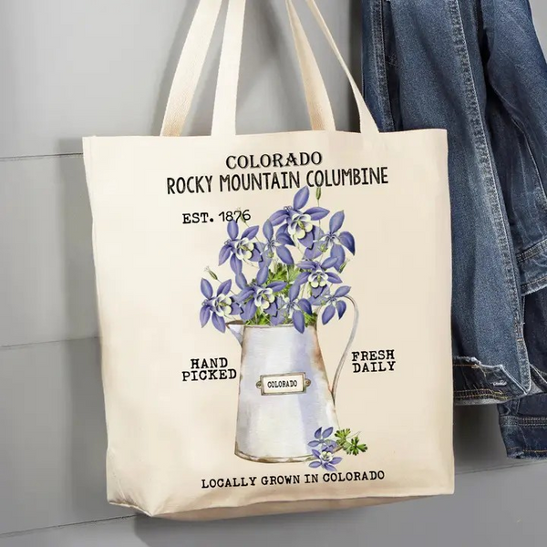 Colorado State Flower Columbine Souvenir Canvas Tote Bag