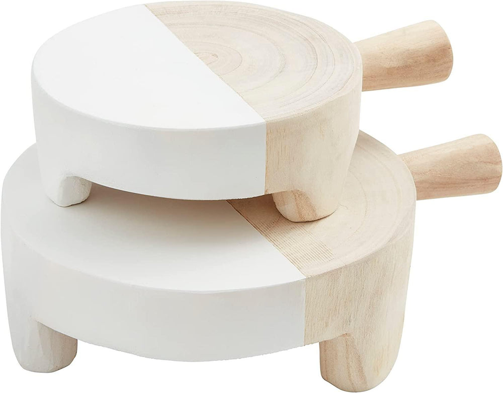 Mud Pie Paulownia Risers Set; Small 11" x 8" dia | Large 13" x 10" Dia