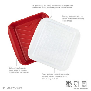 2-Piece Small Prep & Serve Marinade Tray Set - Red