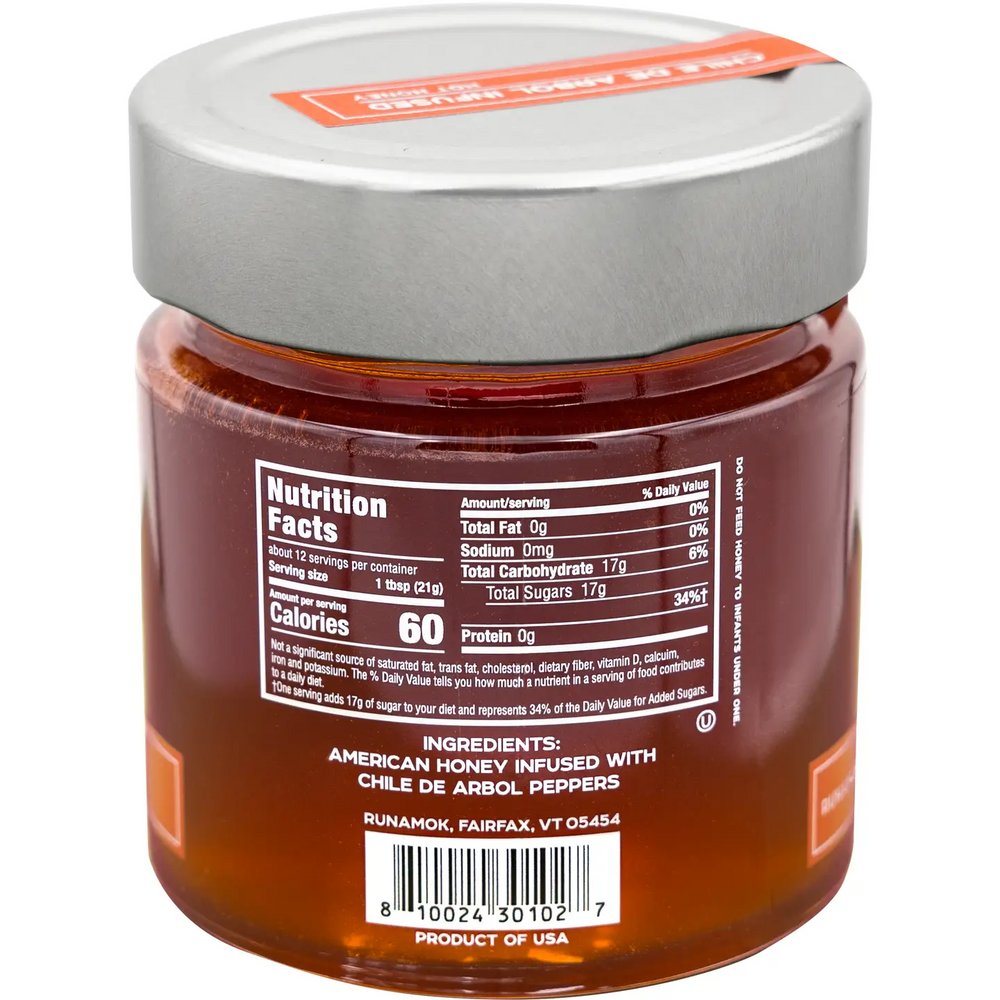 Chile De Arbol Infused Hot Honey 9oz