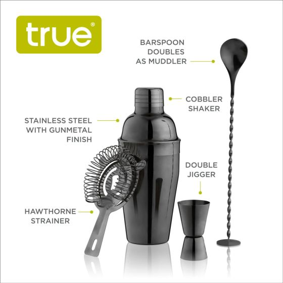 Gunmetal Black Barware Set
