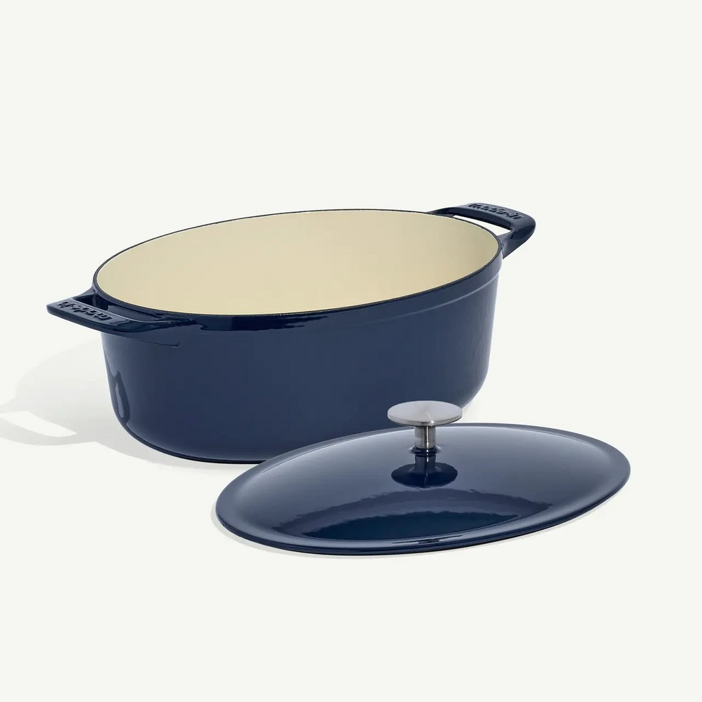 Enameled Cast Iron Oval Dutch Oven 7.5 Qt Blue