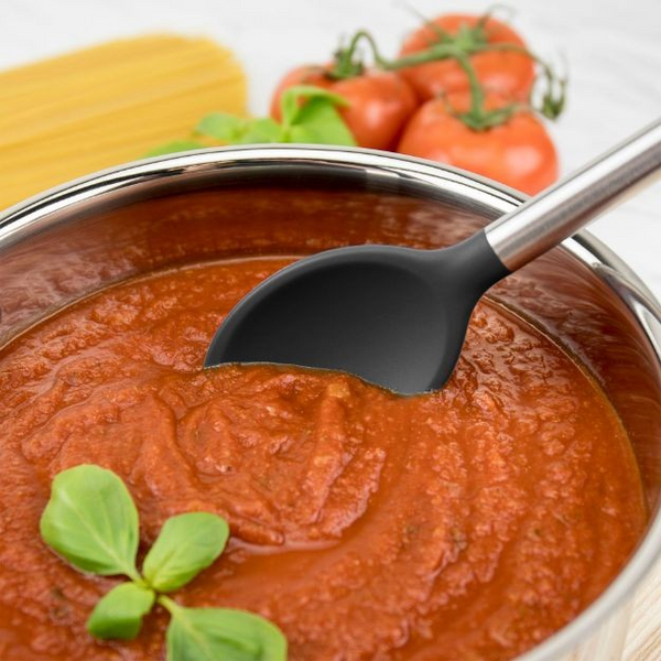 Silicone Mixing Spoon SS Handle Black