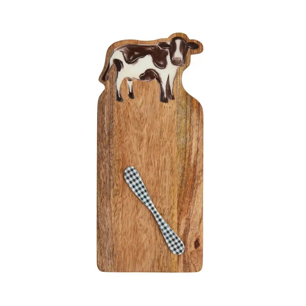 Cow Enamel Wood Board Set