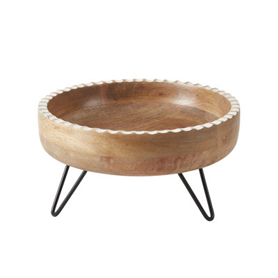 Ribbed Wood Bowl Stand