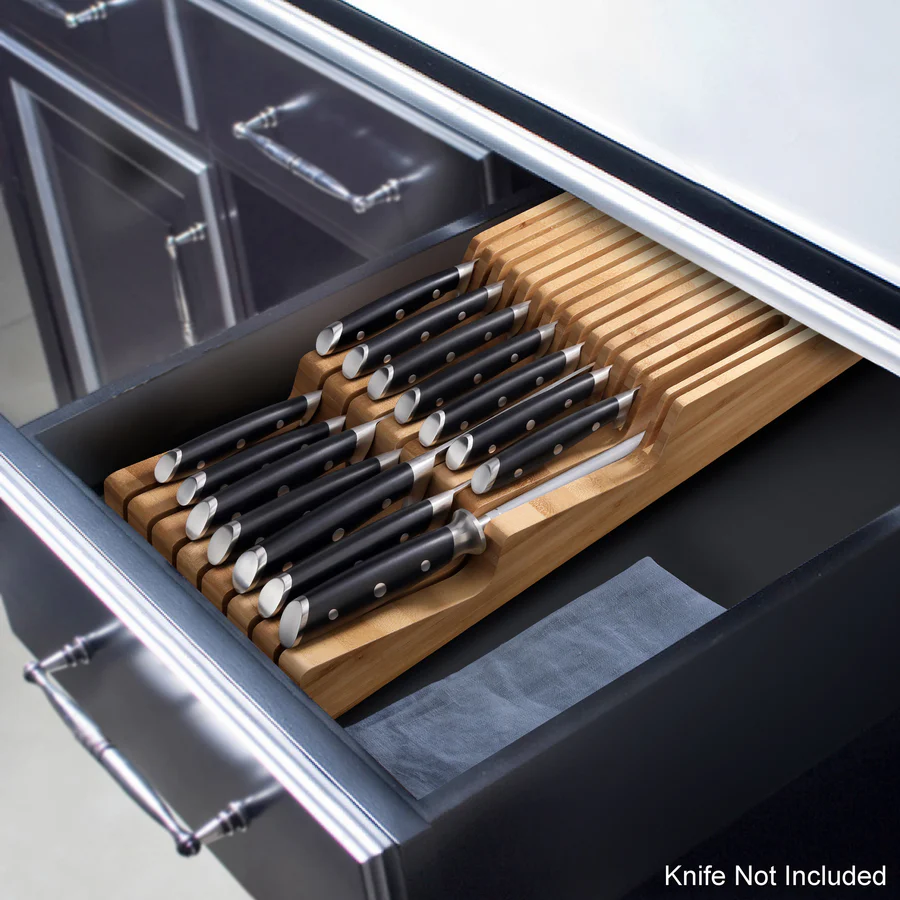 Bamboo In-Drawer 15-Slot Knife Organizer