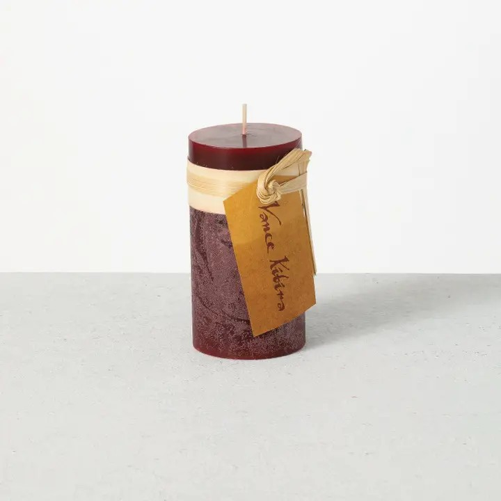 Wine Timber Pillar Candle Vance Kitira 2x2x4