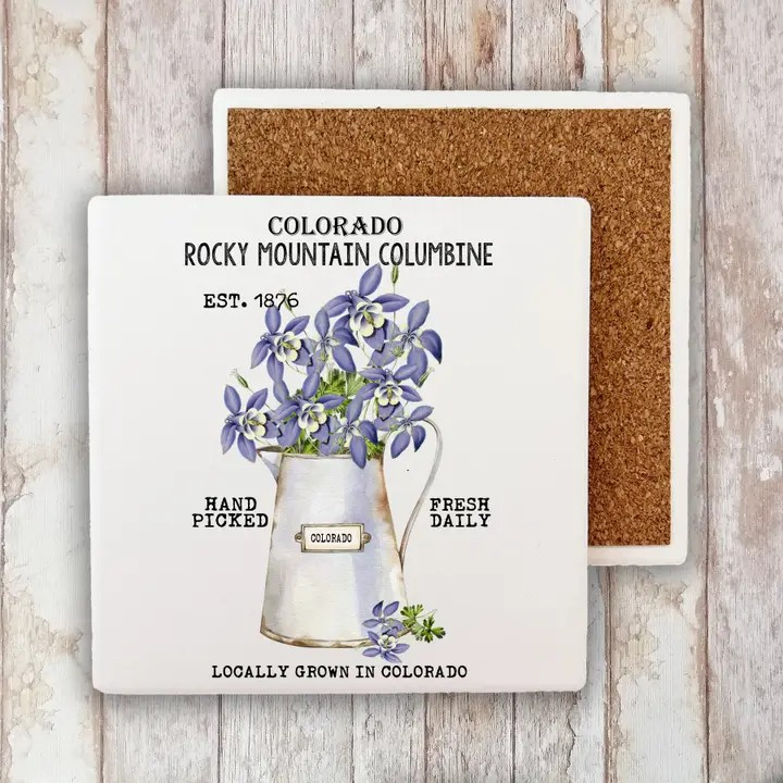 Colorado State Flower Columbine Stone Coaster Set of 1