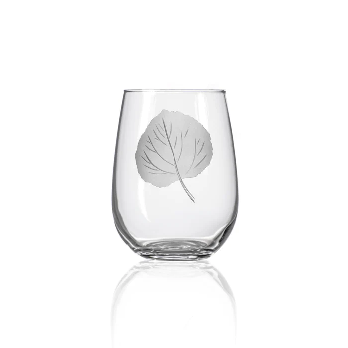 Aspen Leaf Stemless Wine Glass 17oz